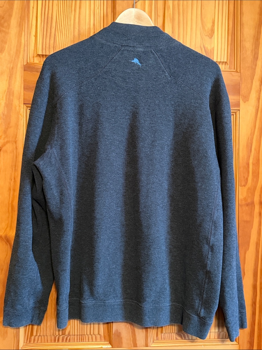 Tommy Bahama Men's Reversible Charcoal/Blue Half-Zip Pullover Sweater - Picture 2 of 5